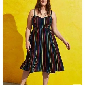 Torrid Rainbow Stripe Celebrate Love Pride Midi Challis Dress